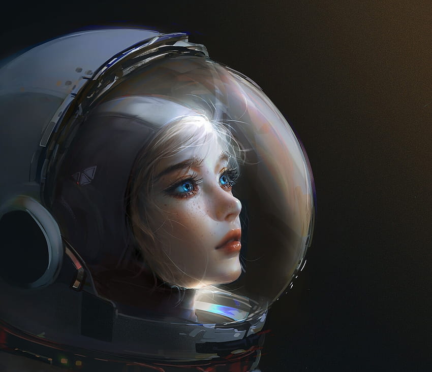 Mars, astronaut, fantasy, art, face, nixeu, girl, cosmonaut, dark, frumusete HD wallpaper
