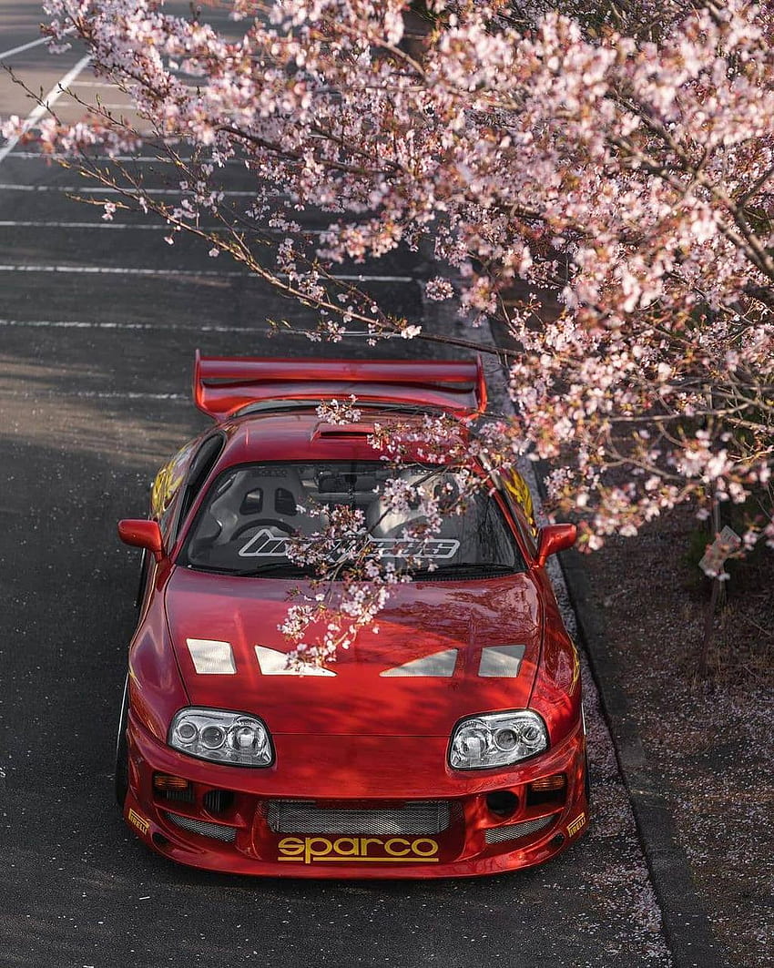 Supra mk4, red, car, a80 HD phone wallpaper