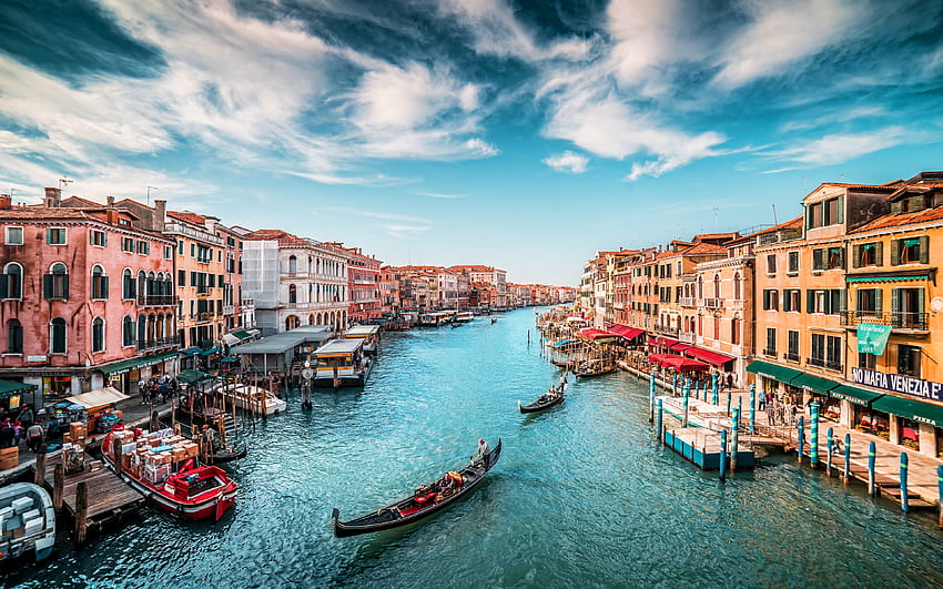 Venedig, Canal Grande, Sommer, italienische Städte, Wahrzeichen, Stadt Venedig, Italien, Europa HD-Hintergrundbild