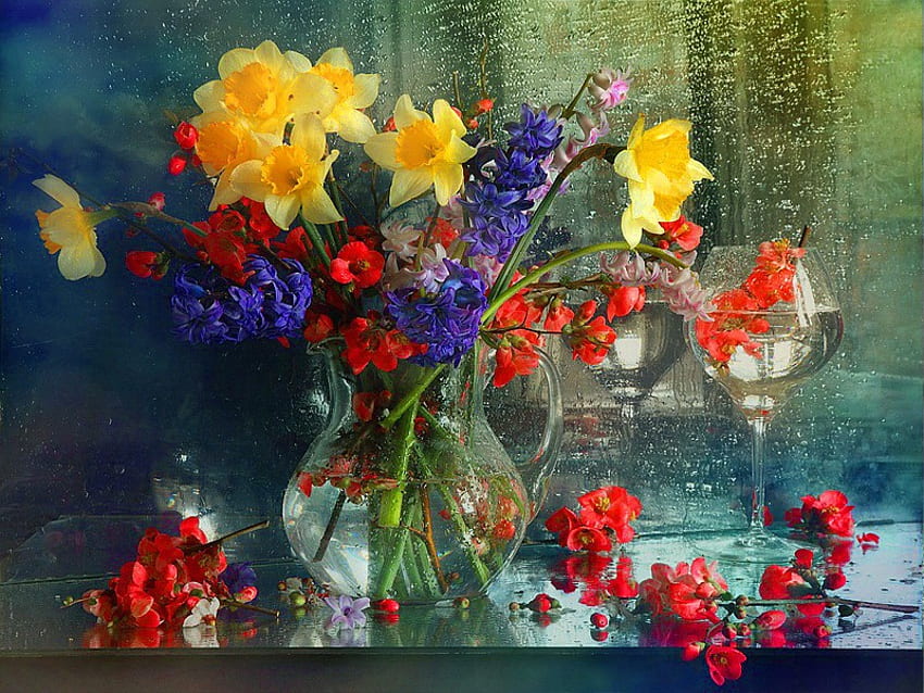 หลังฝน ฝน แจกัน สวย ดี ชีวิตยังคง สวย ผักตบชวา ดอกไม้ น่ารัก ความสามัคคี หลังจาก วอลล์เปเปอร์ HD