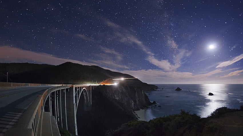 Route côtière de nuit, Pacific Coast Highway Fond d'écran HD