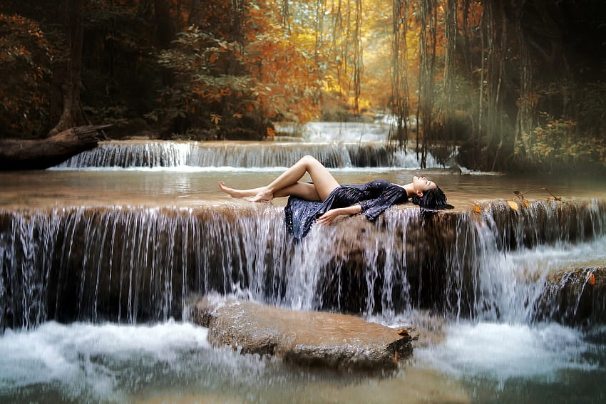 Man Sitting in Yoga Pose at Background Waterfall, Sports Stock Footage ft.  calm & harmony - Envato Elements