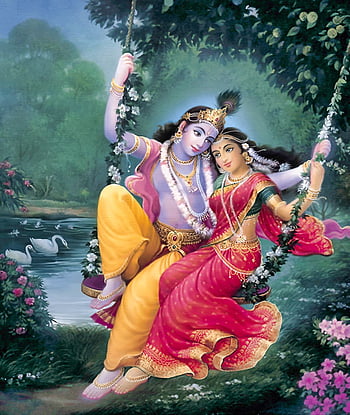 Lord Krishna And Radha On Swing