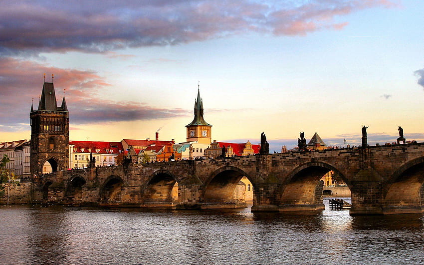 プラハ、チェコ共和国、カレル橋 / およびモバイル背景、プラハ カレル橋 高画質の壁紙