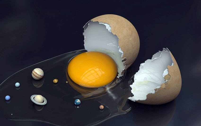 食べ物、惑星、卵、太陽、殻、卵黄 高画質の壁紙