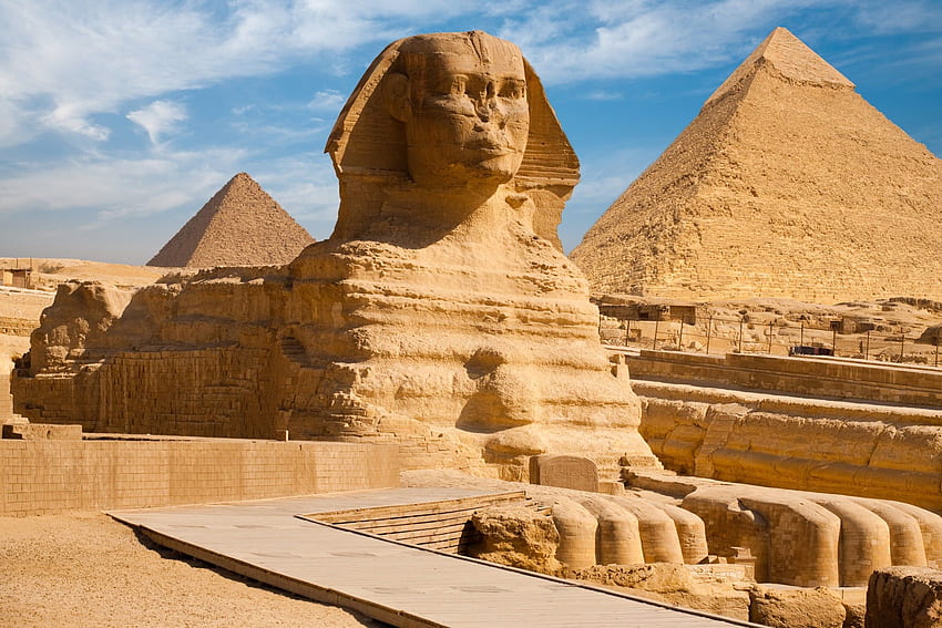 Sphinx, Egypt, sphynx, pyramid, Egypt, old building, Egyptian Pyramids HD wallpaper