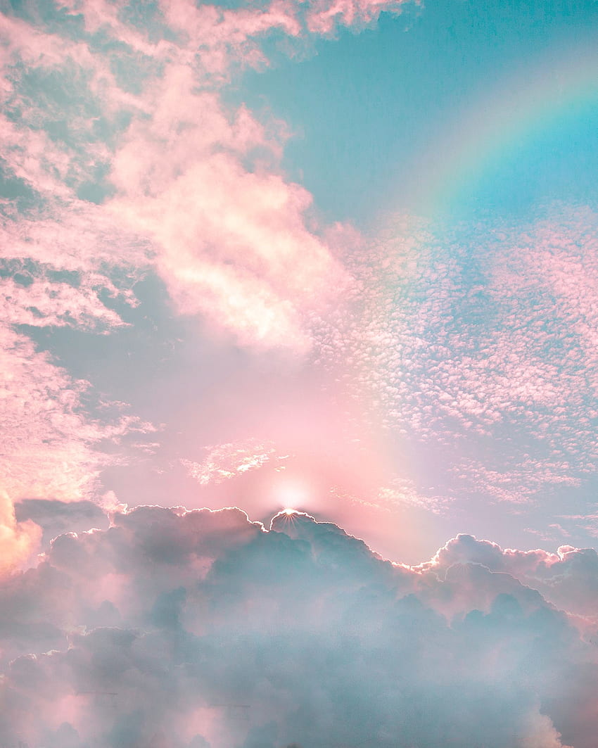 自然, 空, 雲, 虹, 輝き, 光線, 梁, 輝き, 多孔性 HD電話の壁紙