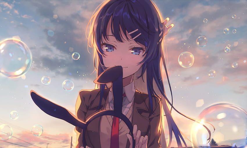 Beautiful, anime girl, Mai Sakurajima HD wallpaper