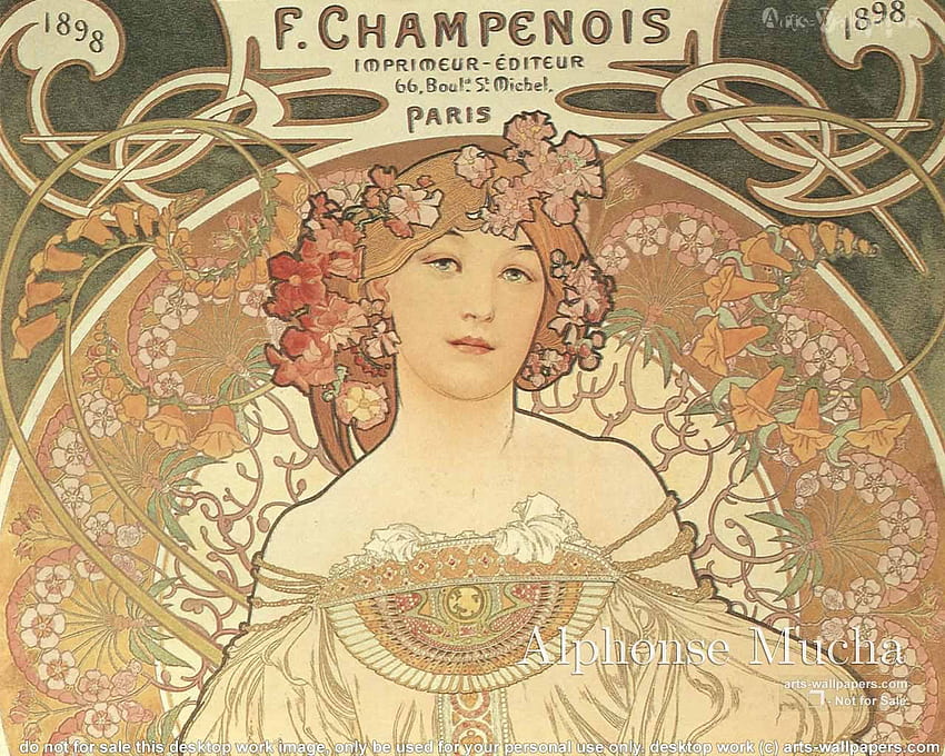Alphonse Mucha Art Nouveau Anyone Have Any - Background Art Nouveau - - HD wallpaper
