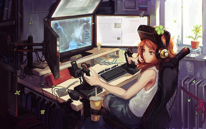 Anime Gamer Girl Macbook Pro Retina, , e, Anime Gamer Room Sfondo HD
