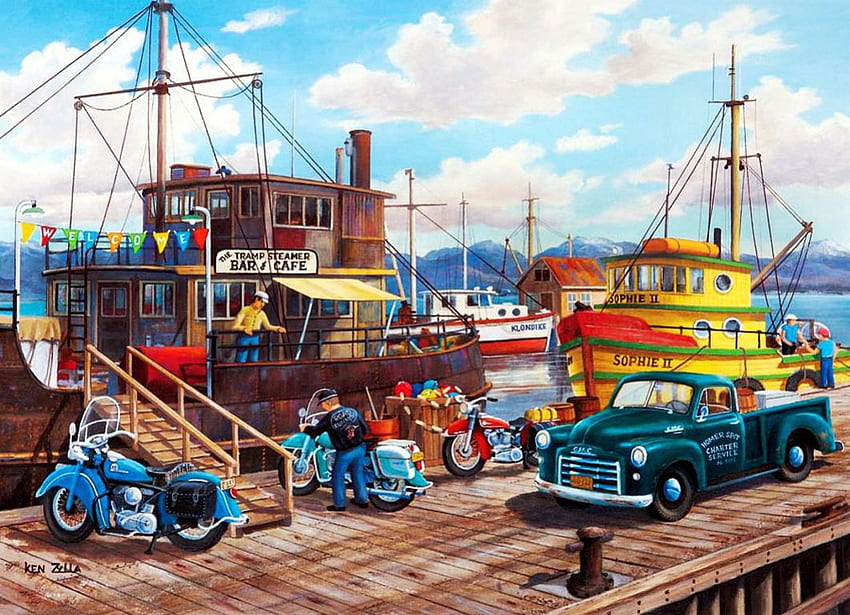 Homer Spit Harbor, Schiffe, Auto, Motorrad, Alaska, Wasser HD-Hintergrundbild