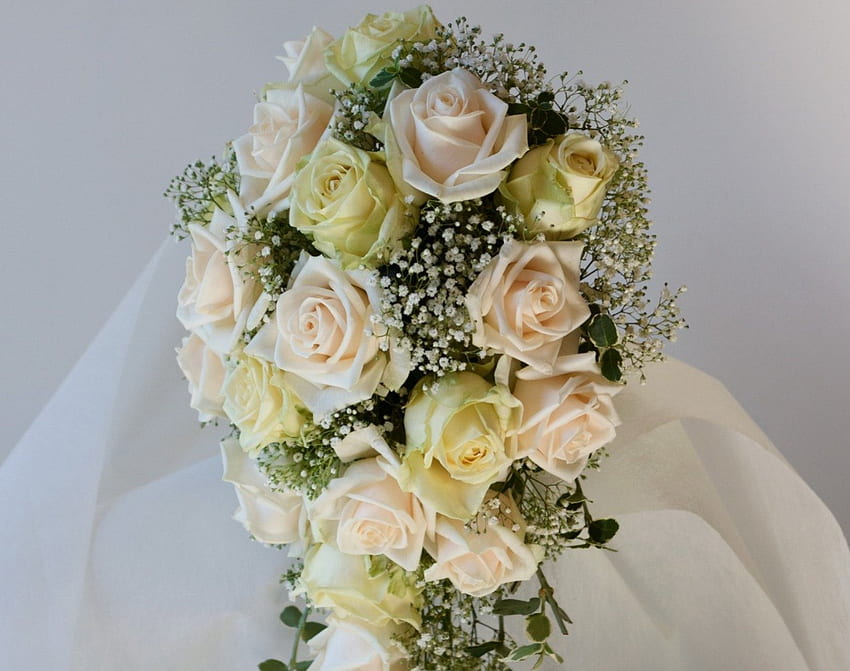 * Pour une journée spéciale *, bouquet, roses, pétales, journée spéciale, fleurs, beau mariage Fond d'écran HD