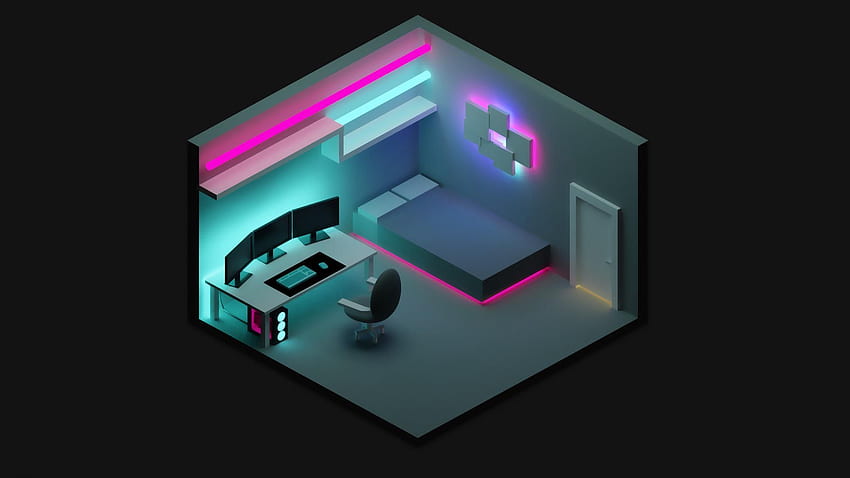 First attempt isometric room. Bedroom setup, Game room, Small game rooms,  Gamer Room HD wallpaper | Pxfuel