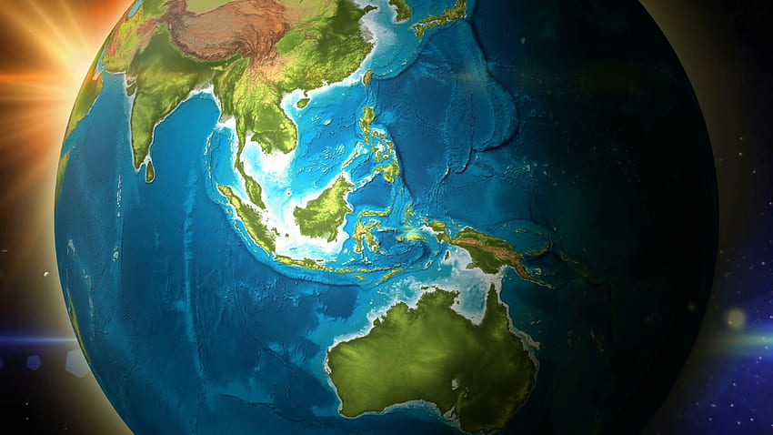Ziemia z kosmosu Zoom do Indonezji. Studio, światowa kula ziemska Tapeta HD