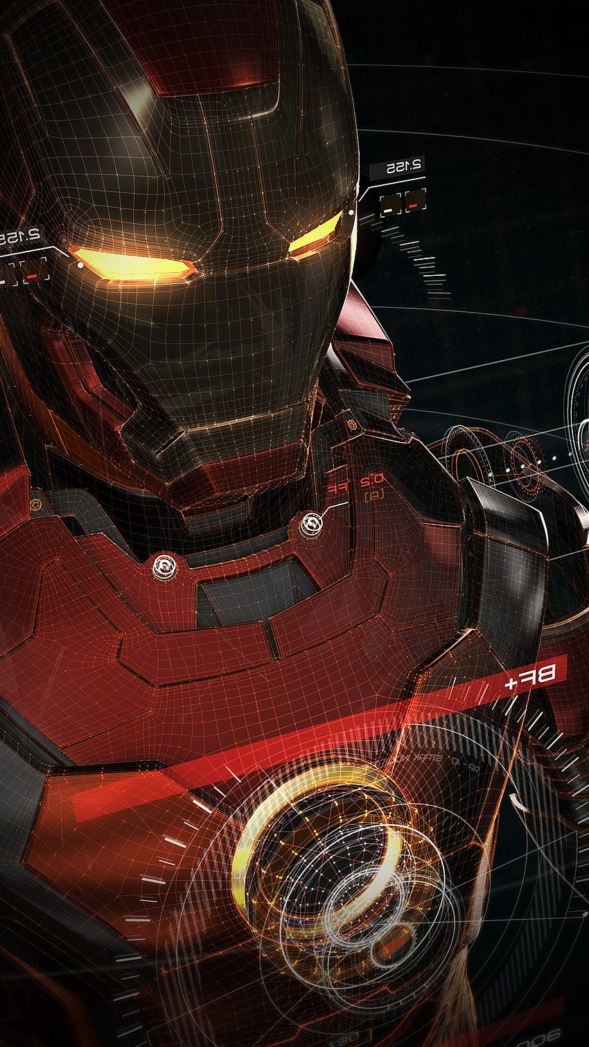 Ironman 3D Red Gra Avengers Art Ilustracja Bohater - Iron Man Tapeta na telefon HD