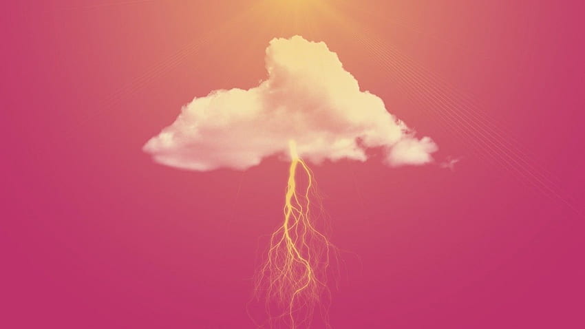 Lightning, Cloud, Minimal, Pink Sky, Sun HD wallpaper