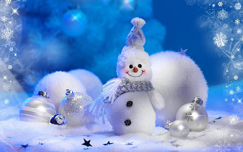 Bonecas fofas de neve e gelo. Natal, Natal, boneco de neve, computador de boneco de neve papel de parede HD