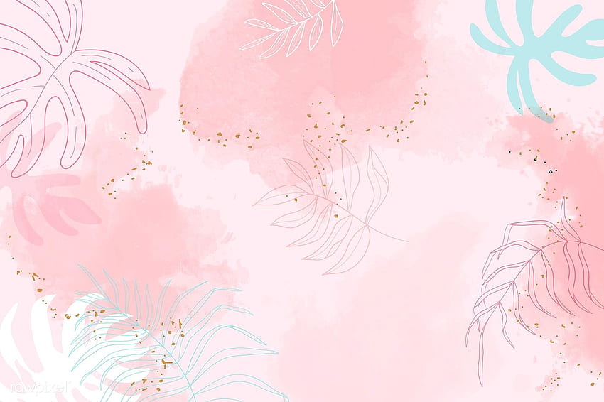 Pink leafy watercolor background vector. premium / Aum. Pastel background , Pink background, Pink laptop, Pink Watercolour HD wallpaper