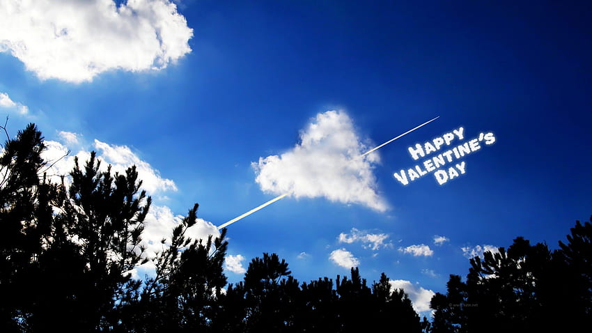 HAPPY VALENTINE'S DAY, valentines, nuages, ciel, flèche, coeur Fond d'écran HD