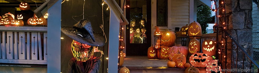 Maisons de décoration pour Halloween, 3840x1080 Halloween Fond d'écran HD
