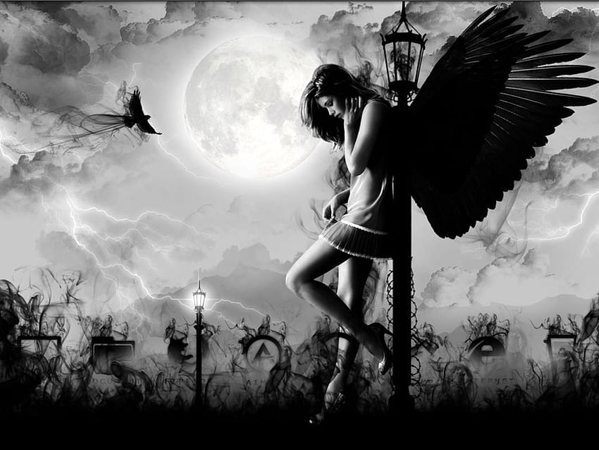 Darkness & Hope, Sad Angel HD wallpaper
