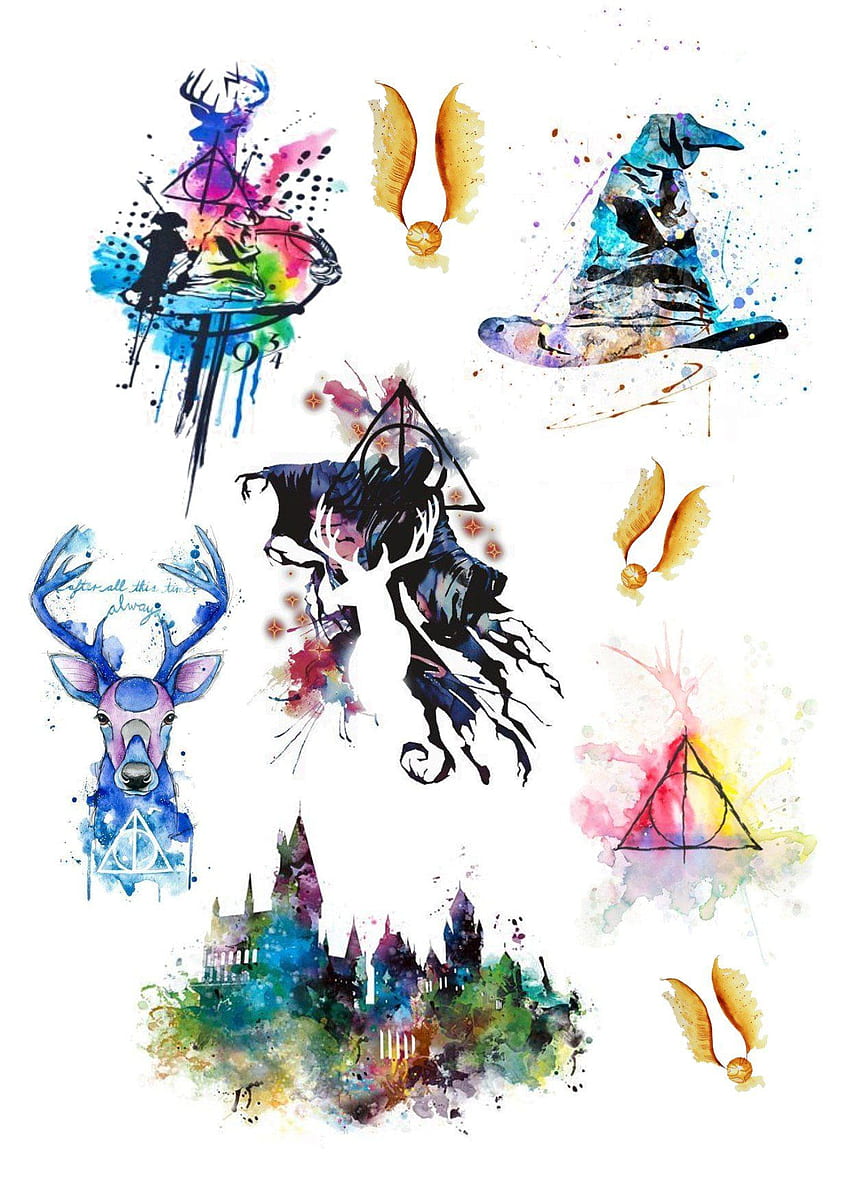 Harry Potter Aquarell – Tintenkleckse & mehr. Harry-Potter-Aquarell, Harry-Potter-Grafik, Harry-Potter-Malerei HD-Handy-Hintergrundbild