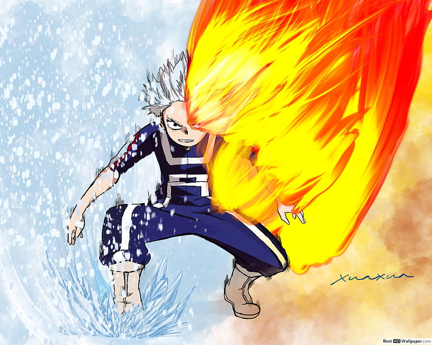 My Hero Academia, Snow, Ice and fire, Hip Hop Fire HD wallpaper