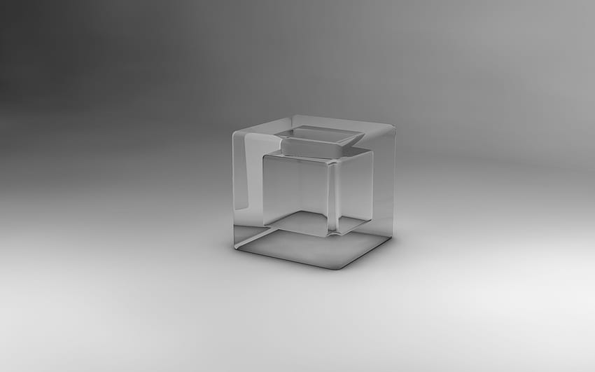 Plano de fundo, 3D, Cinza, Vidro, Cubo papel de parede HD