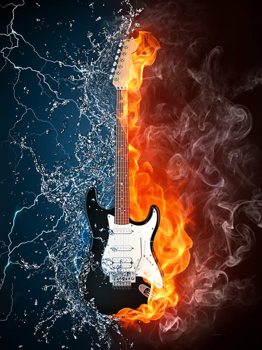 Guitarra de agua de fuego rojo y azul Mejor [] para su, móvil y tableta. Explora fuego rojo y azul. Diseños azules y blancos, llamas azules, rojas y azules. fondo de pantalla del teléfono