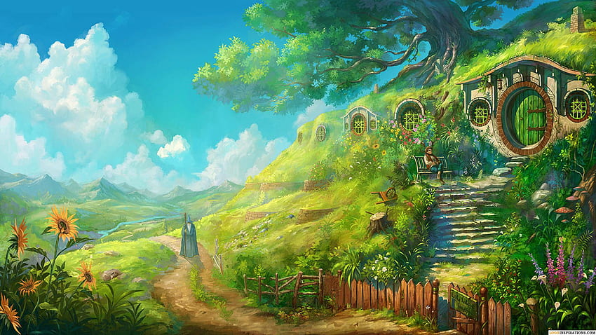 Anime-Landschaft, grüne Anime-Landschaft HD-Hintergrundbild