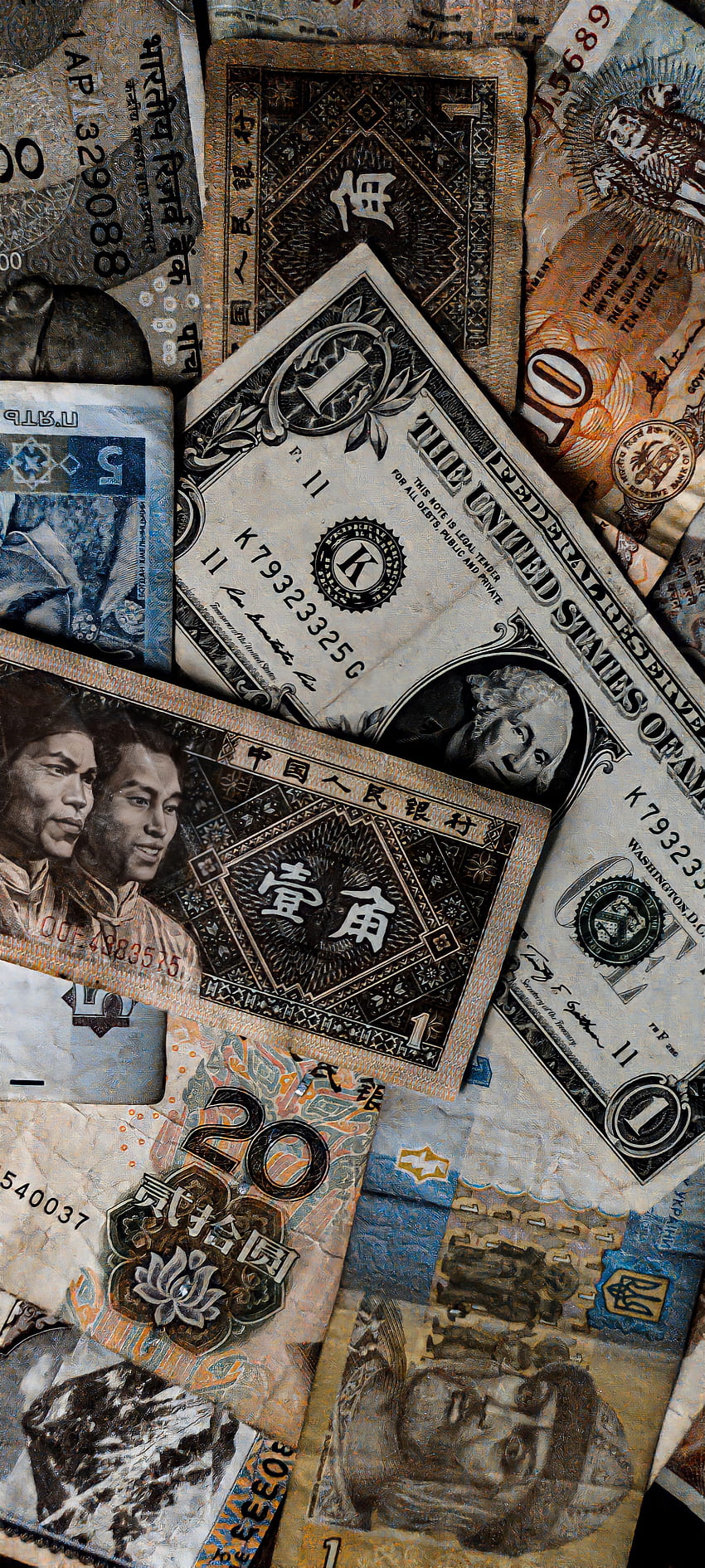 お金、アメリカ、紙幣、中国、ウクライナ、ネパール、通貨、グラフィック、インド、紙幣 HD電話の壁紙