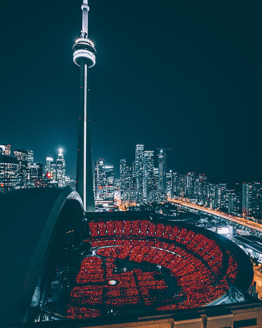 Città, Vista dall'alto, Canada, Città notturna, Grattacieli, Toronto Sfondo del telefono HD