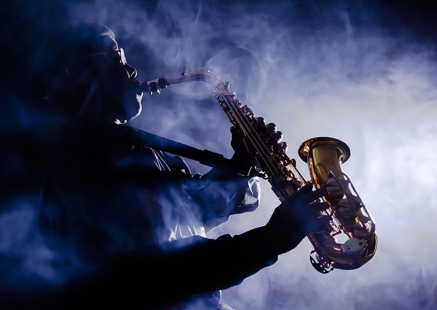 músico, fumaça, jazz, saxofone, música papel de parede HD