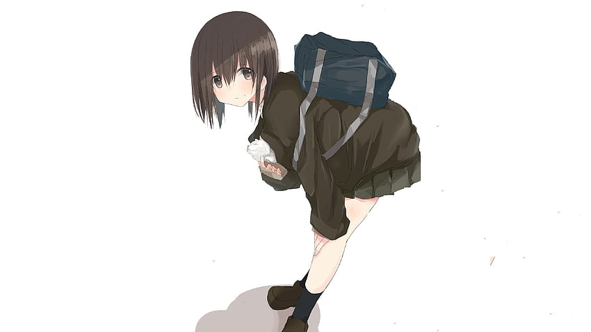 Cute, anime girl, school bag HD wallpaper