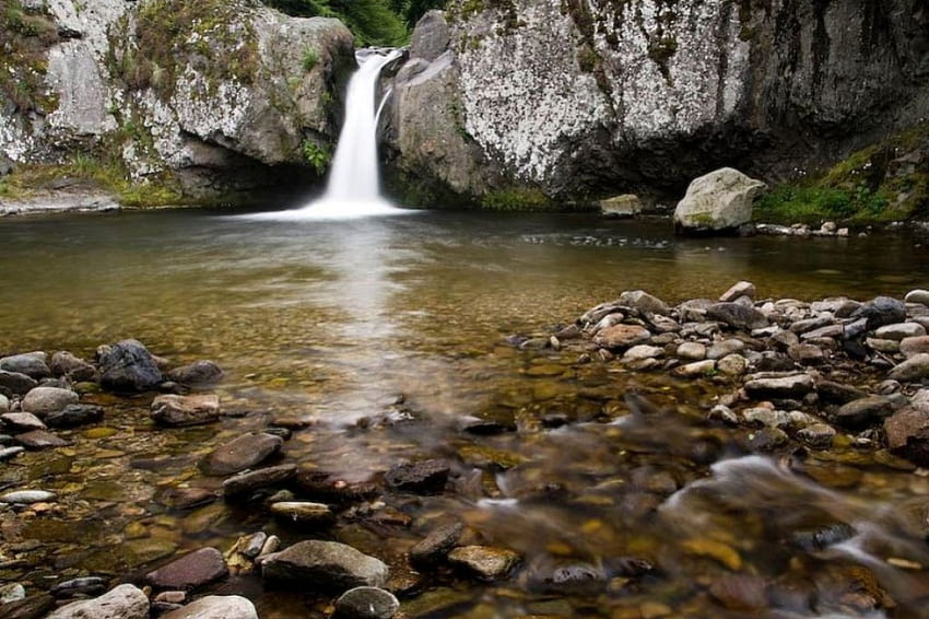 Waterfall, river, graphy, nice, stones, mountain, bulgaria, nature, , water HD wallpaper