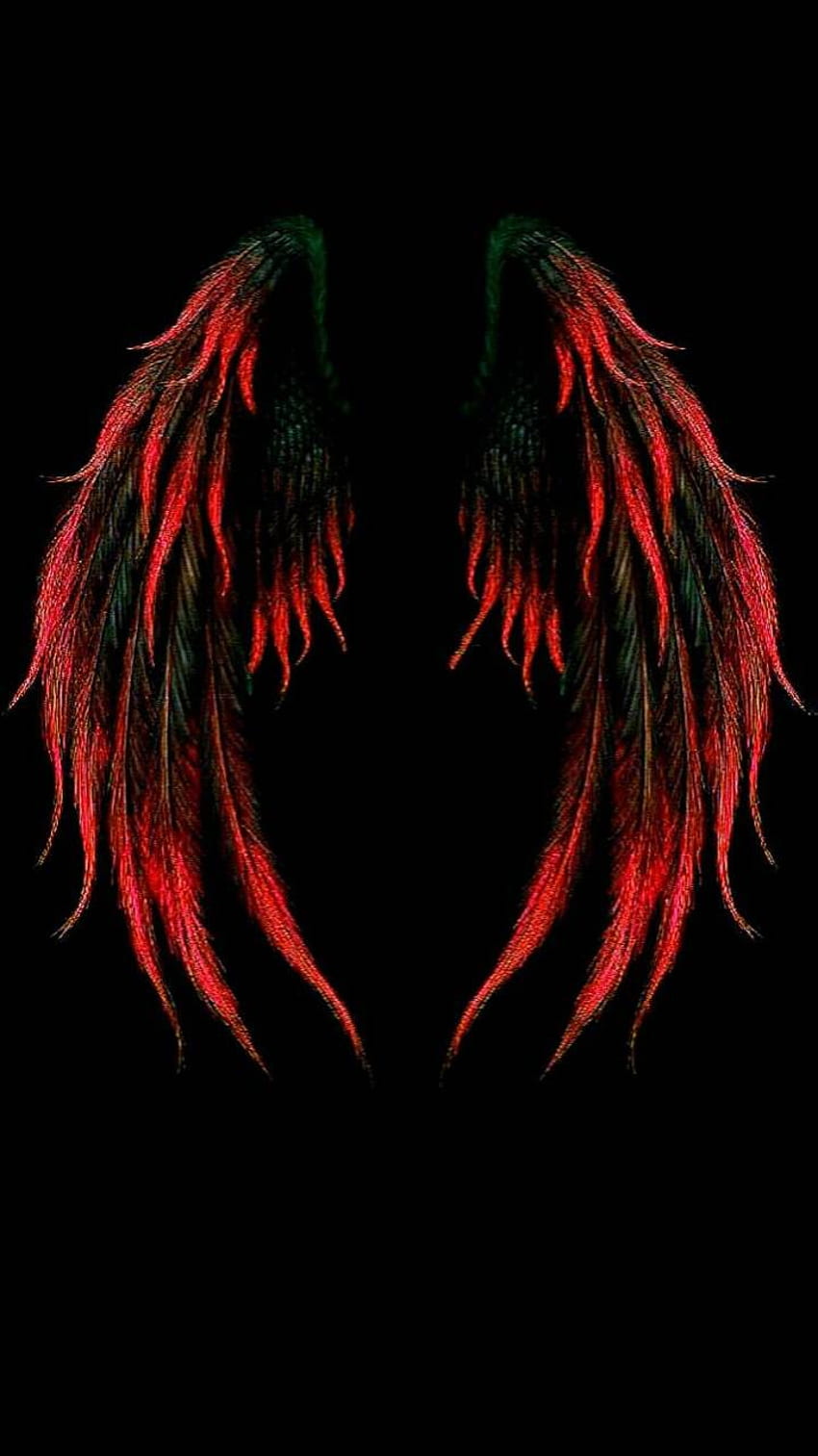 赤い天使の羽、クールな天使の羽 HD電話の壁紙