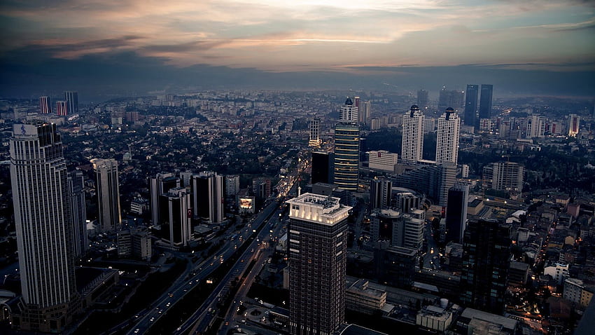 Città, notte, città, veduta dall'alto, grattacieli, megalopoli, megalopoli Sfondo HD