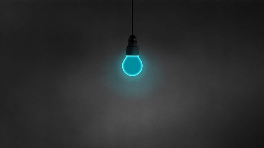 Черна LED крушка, минимализъм, тъмен, семпъл, циан, осветен, електричество • За вас HD тапет