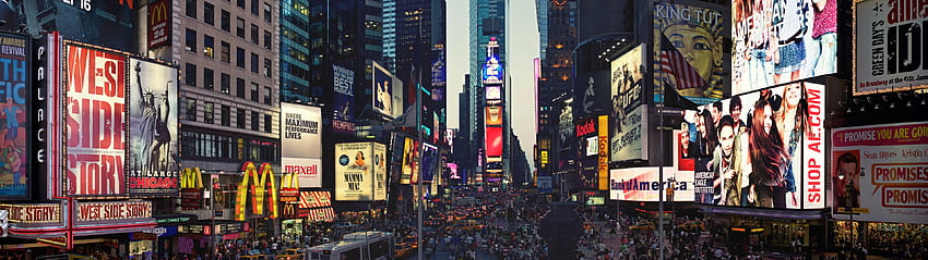 New York Buildings Skyscrapers Times Square dual multi . . 119776. New york buildings, City landscape, Times square, 3840x1080 City HD wallpaper