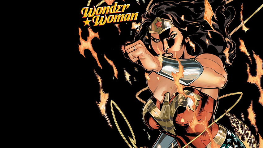 Mulher Maravilha, super-herói, fundo preto, traje, histórias em quadrinhos, dc comics, amazônica papel de parede HD