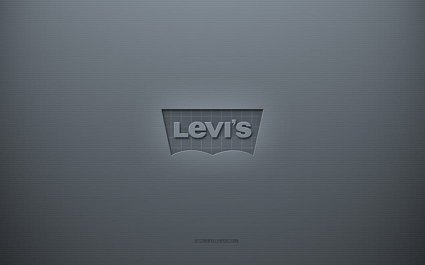 Levis logo, gray creative background, Levis emblem, gray paper texture, Levis, gray background, Levis 3d logo HD wallpaper