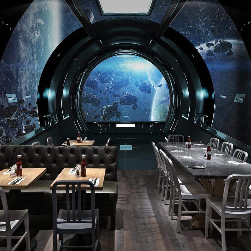 3D 터널 우주 캡슐 Sci Fi 인터넷 카페 레스토랑 바 배경 벽 기술 감각 별이 빛나는 하늘 Ktv 인터넷 카페 벽화, 400cmx280cm, 인터넷 카페 시뮬레이터 HD 전화 배경 화면