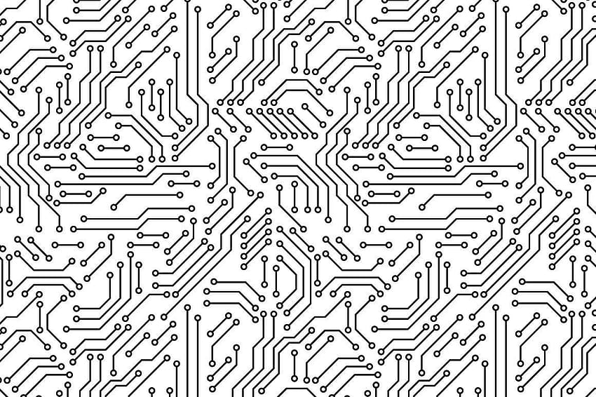 プリント回路基板のシームレスなパターン。 回路基板設計、プリント回路基板、プリント回路、白色回路基板 高画質の壁紙