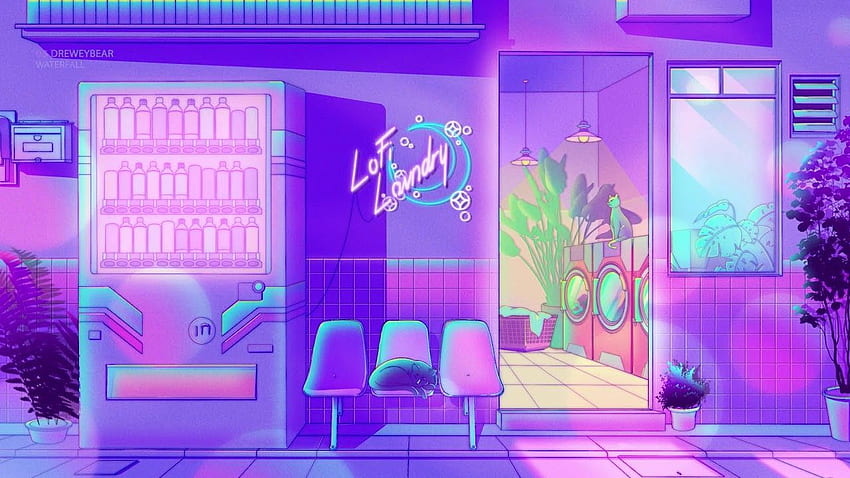 toko laundry lofi. [lofi / jazzhop / campuran dingin]. Vaporwave , Pemandangan anime , Komputer anime, Lofi Ungu Wallpaper HD