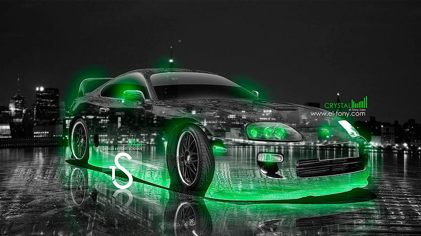 Toyota Supra Crystal Şehir Arabası 2013, Neon Yeşili Araba HD duvar kağıdı