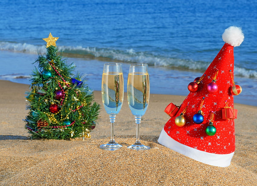 Boże Narodzenie na plaży Tapeta HD