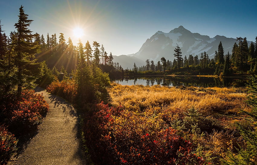 Nature, Grass, Sky, Washington, Shuksan, Cascade Mountains HD wallpaper