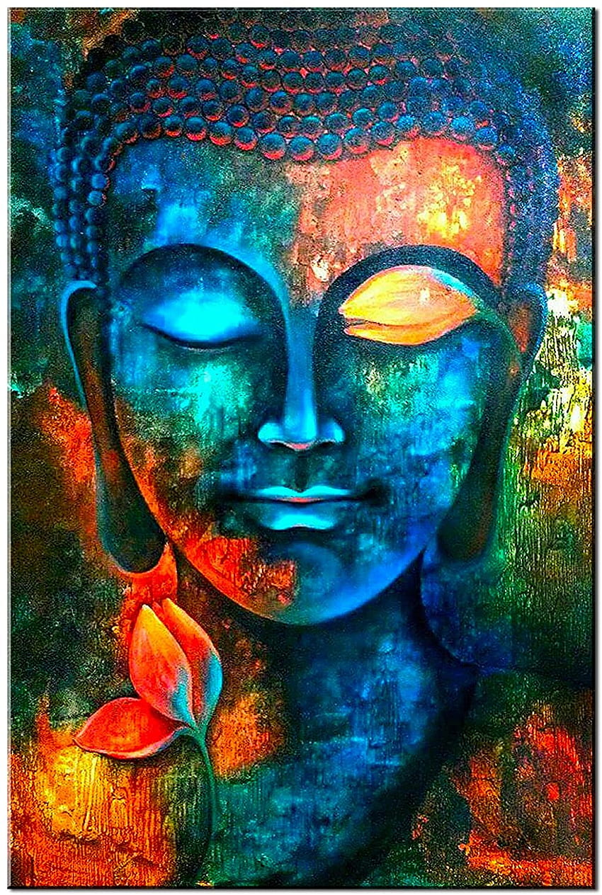 Decorazione della parete del Buddha blu, Buddha di loto blu Sfondo del telefono HD
