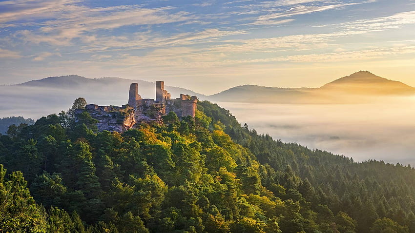 A rock castle in the Palatinate Forest by Microsoft. . Hub, Forest Palace HD wallpaper