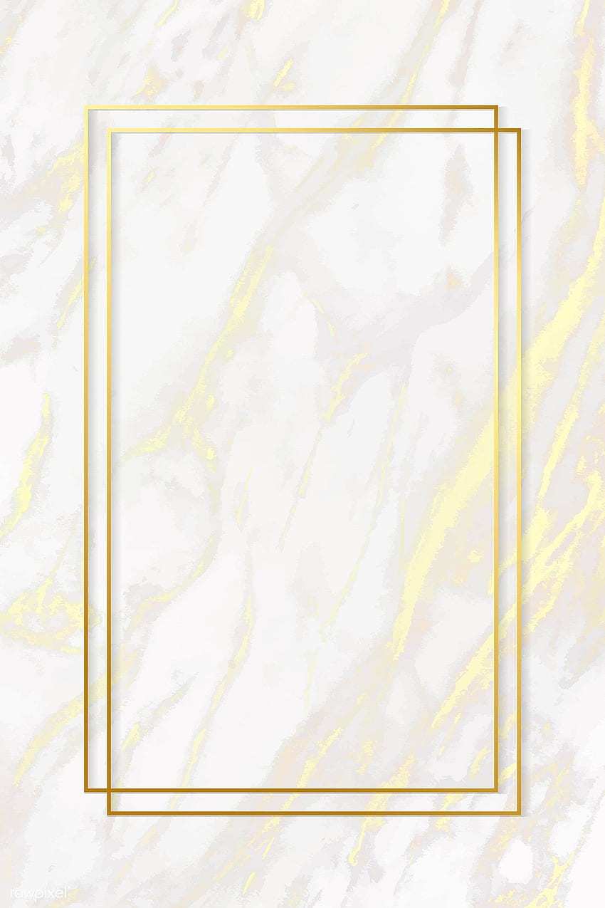 Rechteckgoldrahmen auf weißem Marmorbeschaffenheits-Hintergrundvektor. premium / busbu. Strukturierter Hintergrund, Goldmarmor, Marmortextur, weiße und gelbe Textur HD-Handy-Hintergrundbild